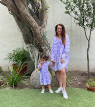 Load image into Gallery viewer, Lavender &amp; Pink Splatter Long Sleeve Button Down Tunic Dress
